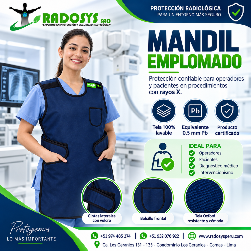 Mandil emplomado 0.5 mm Pb para protección radiológica